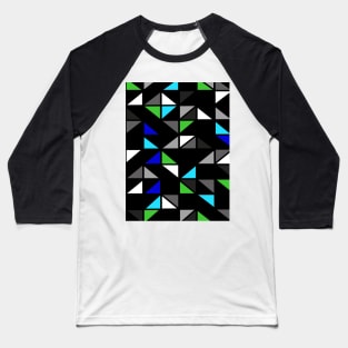 Geometric Black, Green and Blue Pattern Baseball T-Shirt